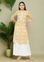Floral and Stripes Smocking Kurti