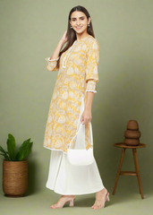 Floral and Stripes Smocking Kurti