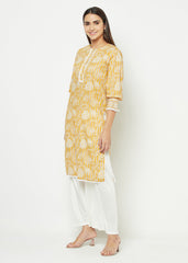 Floral and Stripes Smocking Kurti