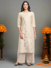 Foil Floral Striped Kurti