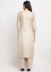 Foil Floral Striped Kurti