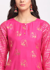 Foil Floral Striped Kurti