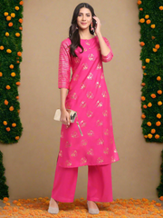 Foil Floral Striped Kurti