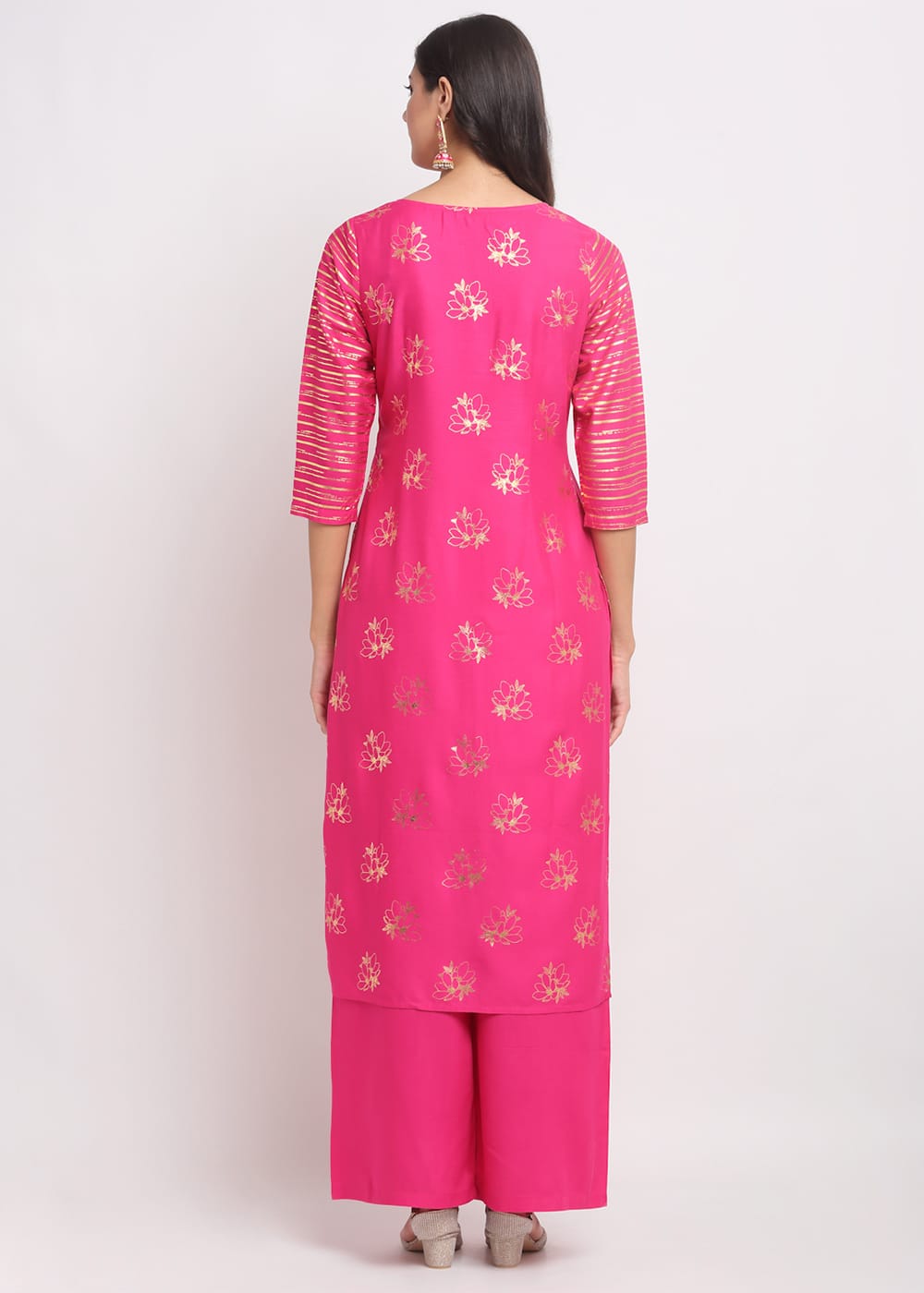 Foil Floral Striped Kurti