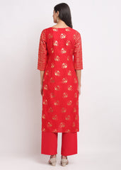 Foil Floral Striped Kurti