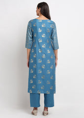 Foil Floral Striped Kurti