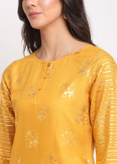 Foil Floral Striped Kurti