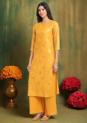 Foil Floral Striped Kurti