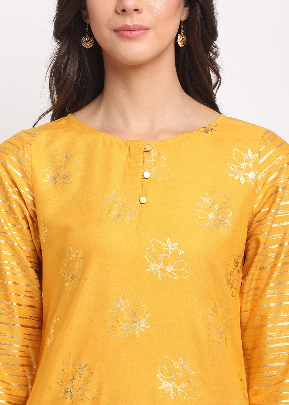 Foil Floral Striped Kurti