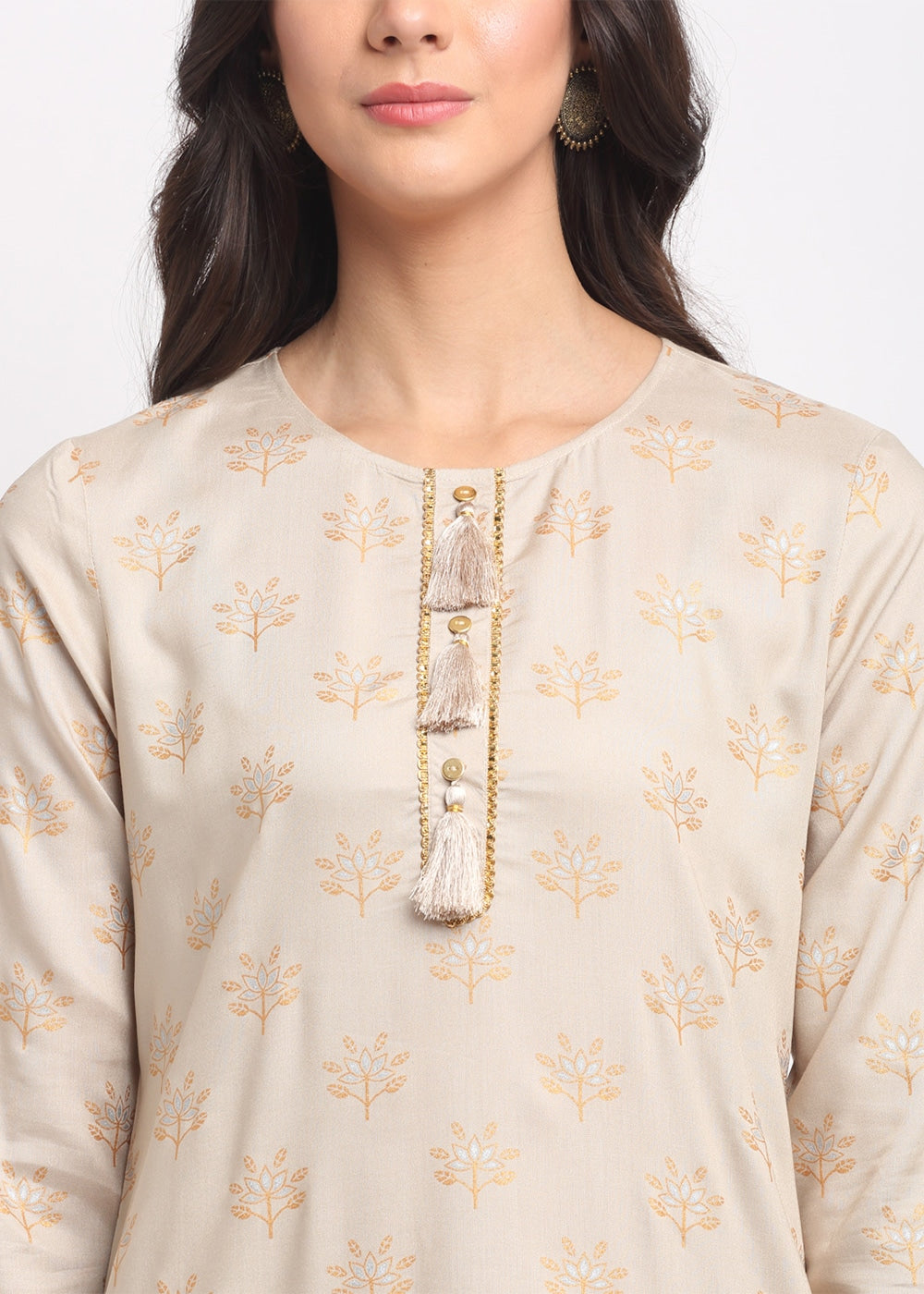 Geo-Floral Tassel Kurti