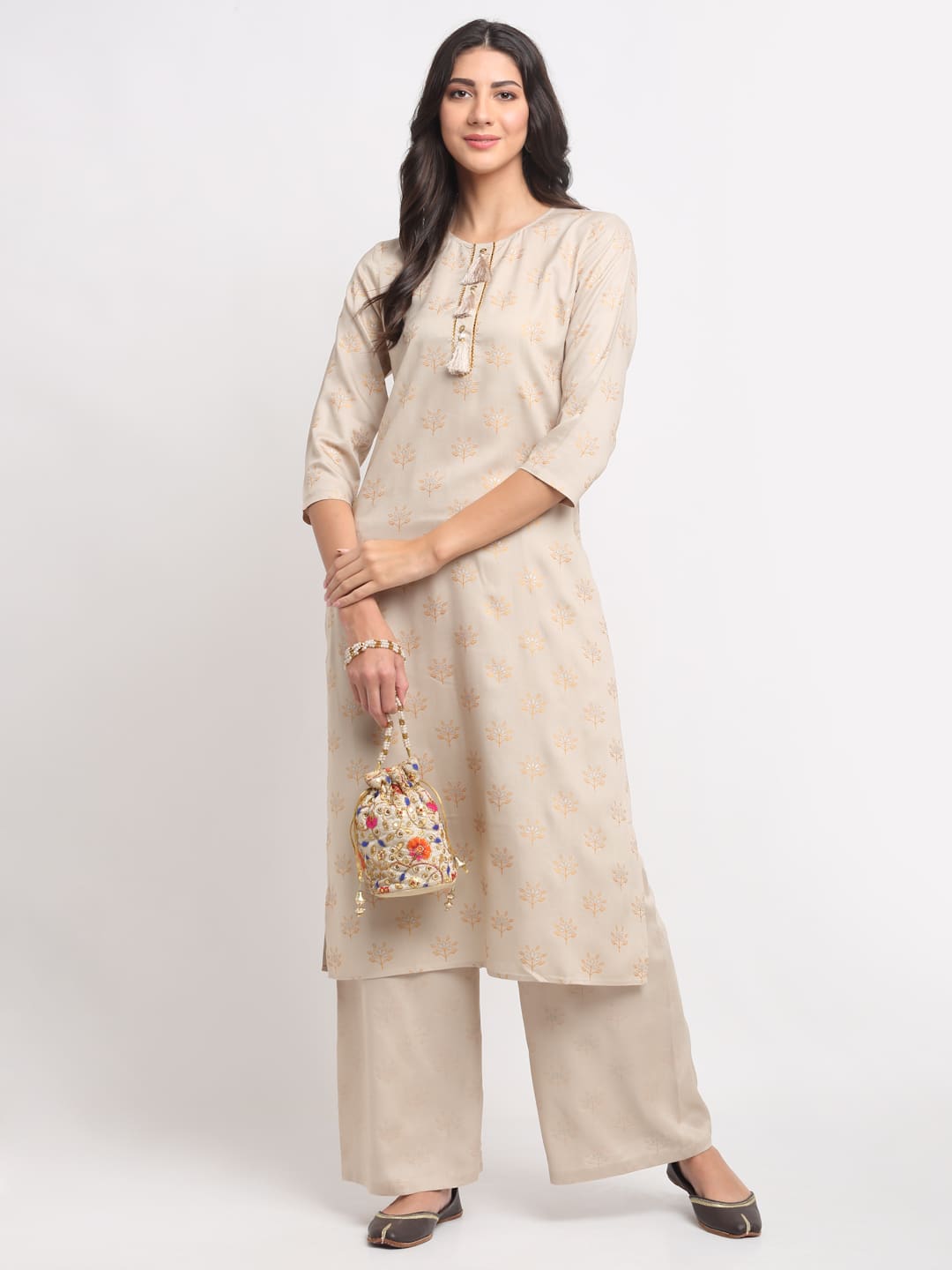 Geo-Floral Tassel Kurti