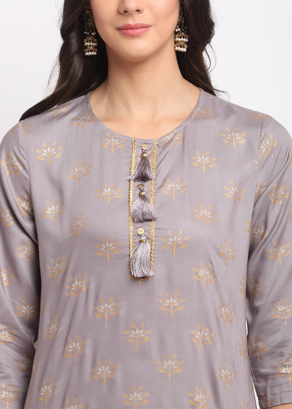 Geo-Floral Tassel Kurti