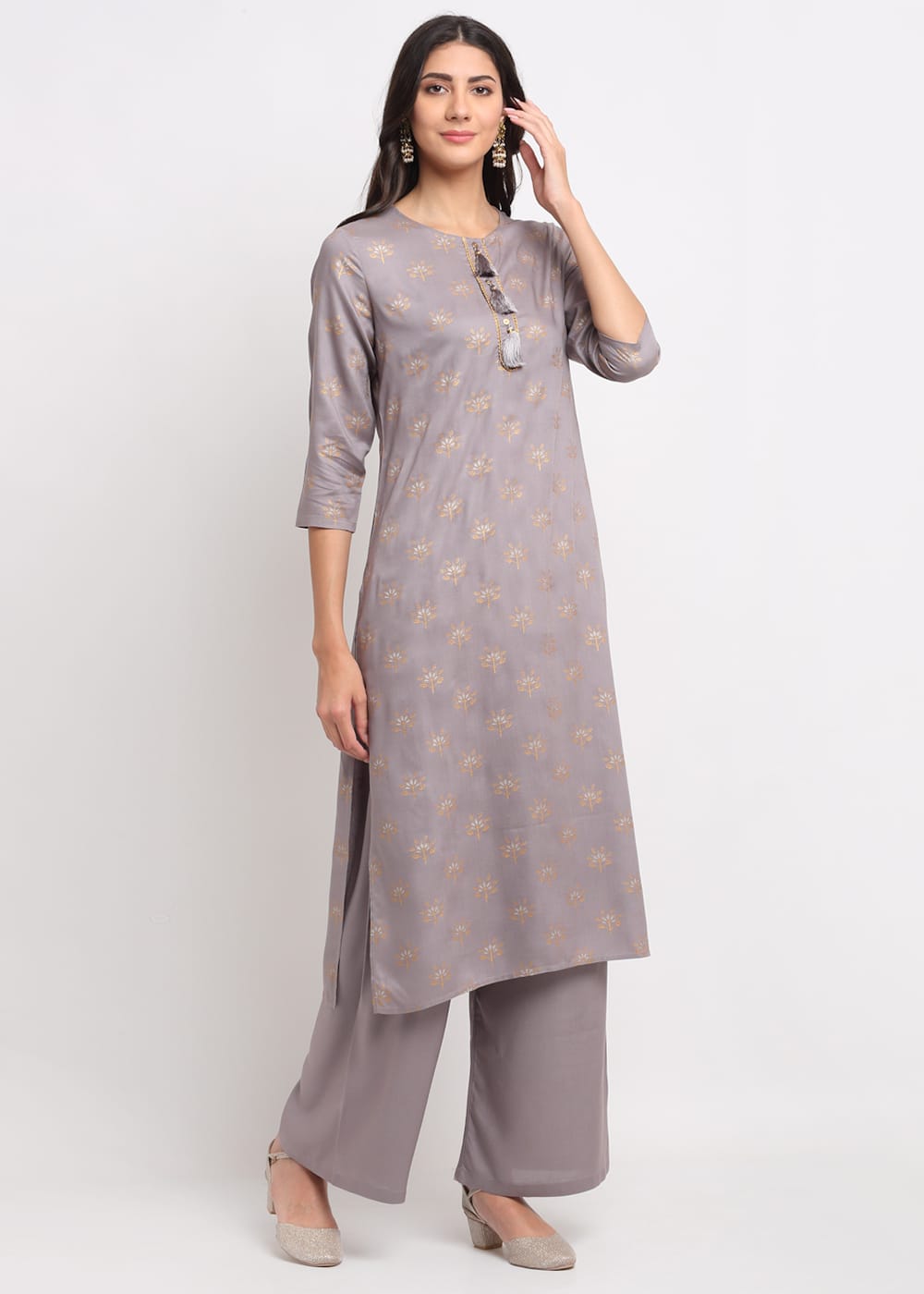 Geo-Floral Tassel Kurti