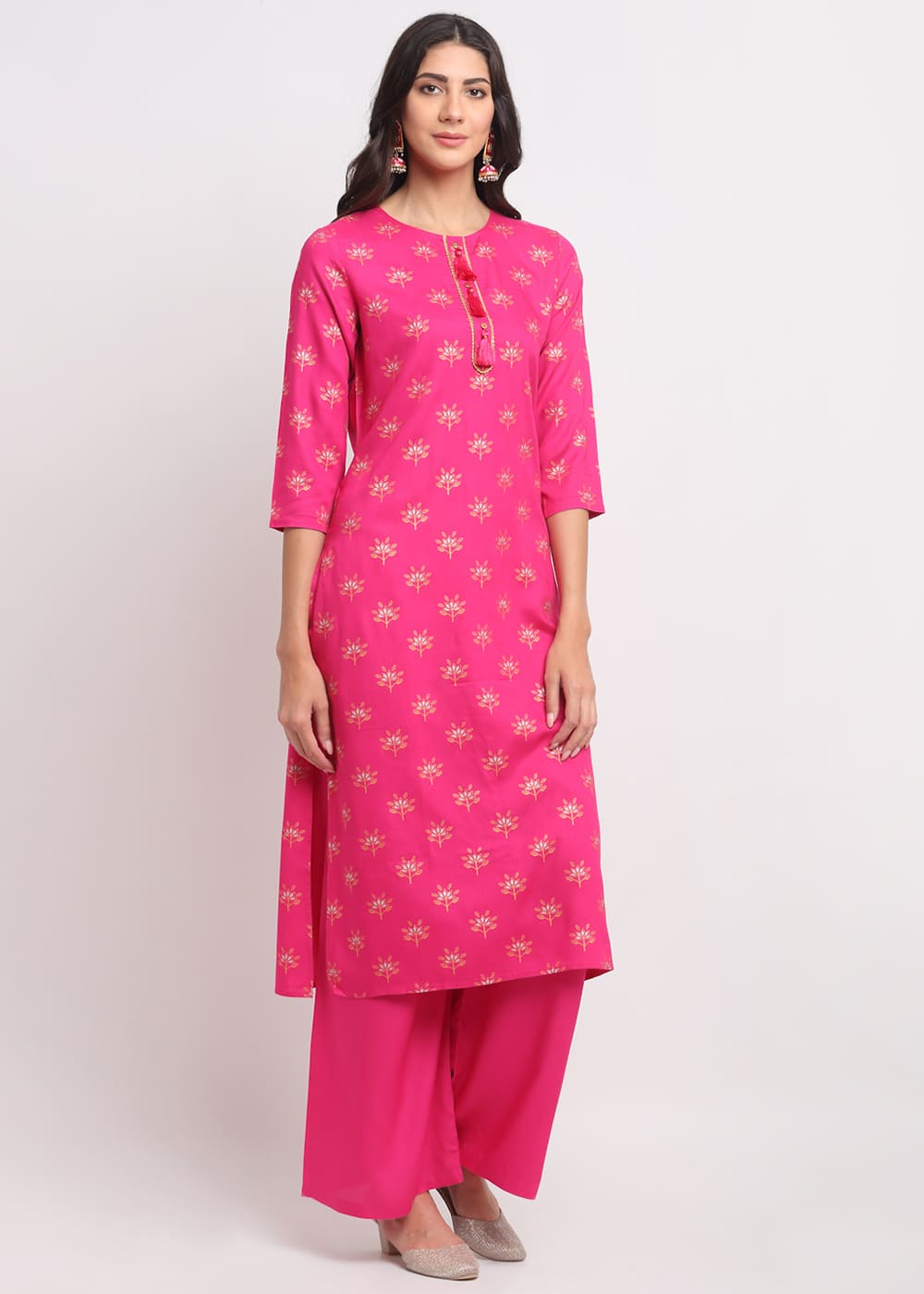 Geo-Floral Tassel Kurti