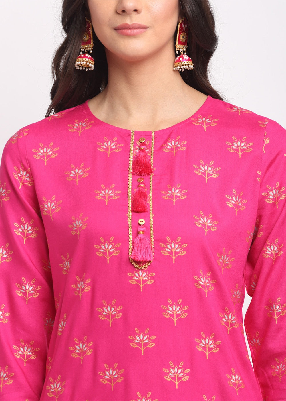 Geo-Floral Tassel Kurti
