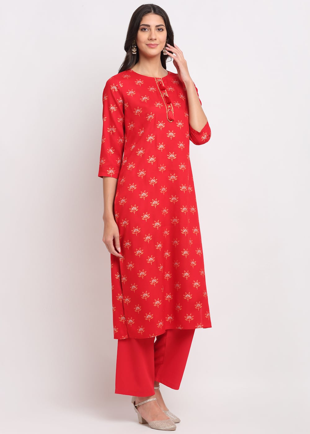 Geo-Floral Tassel Kurti