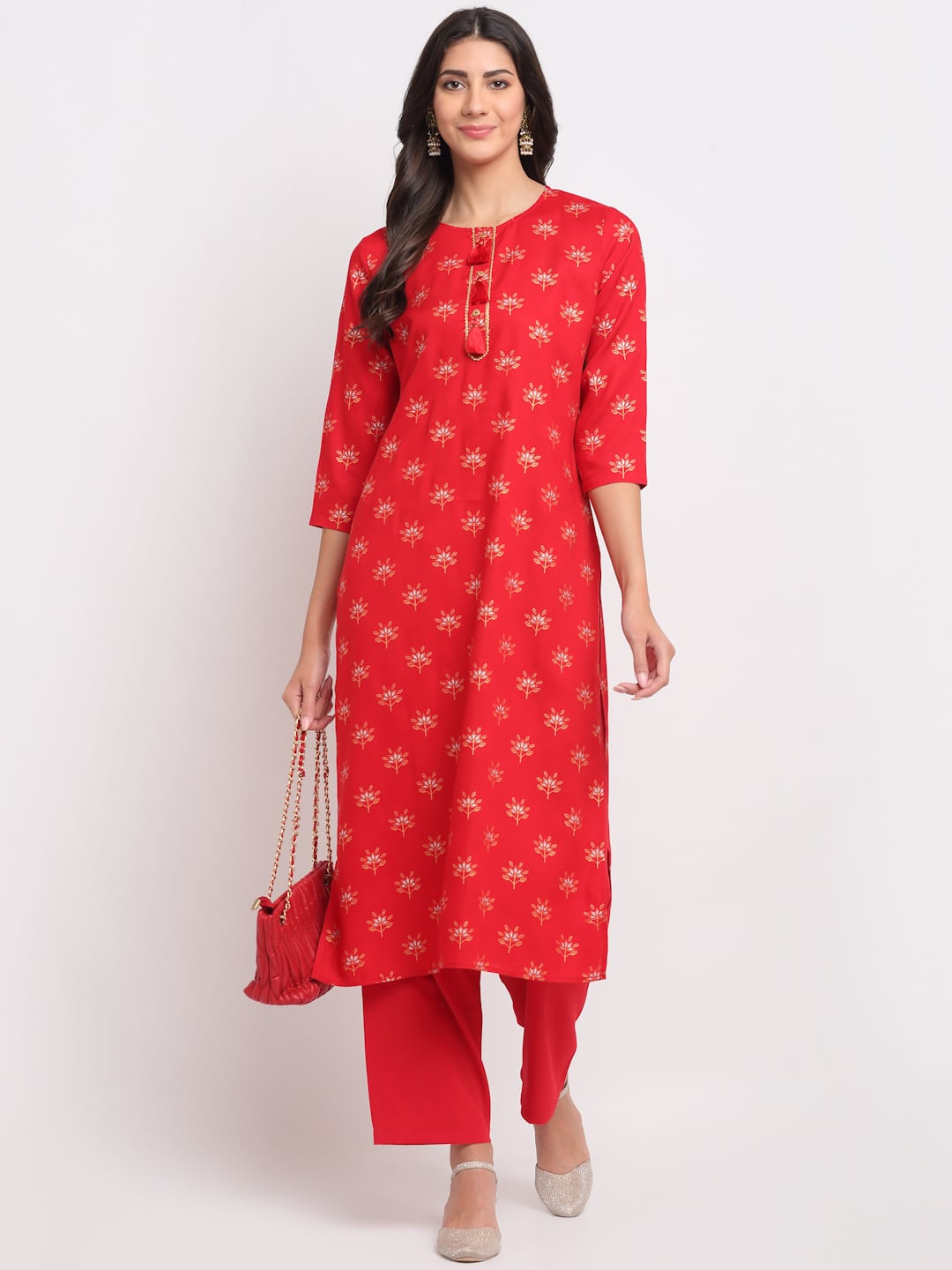 Geo-Floral Tassel Kurti