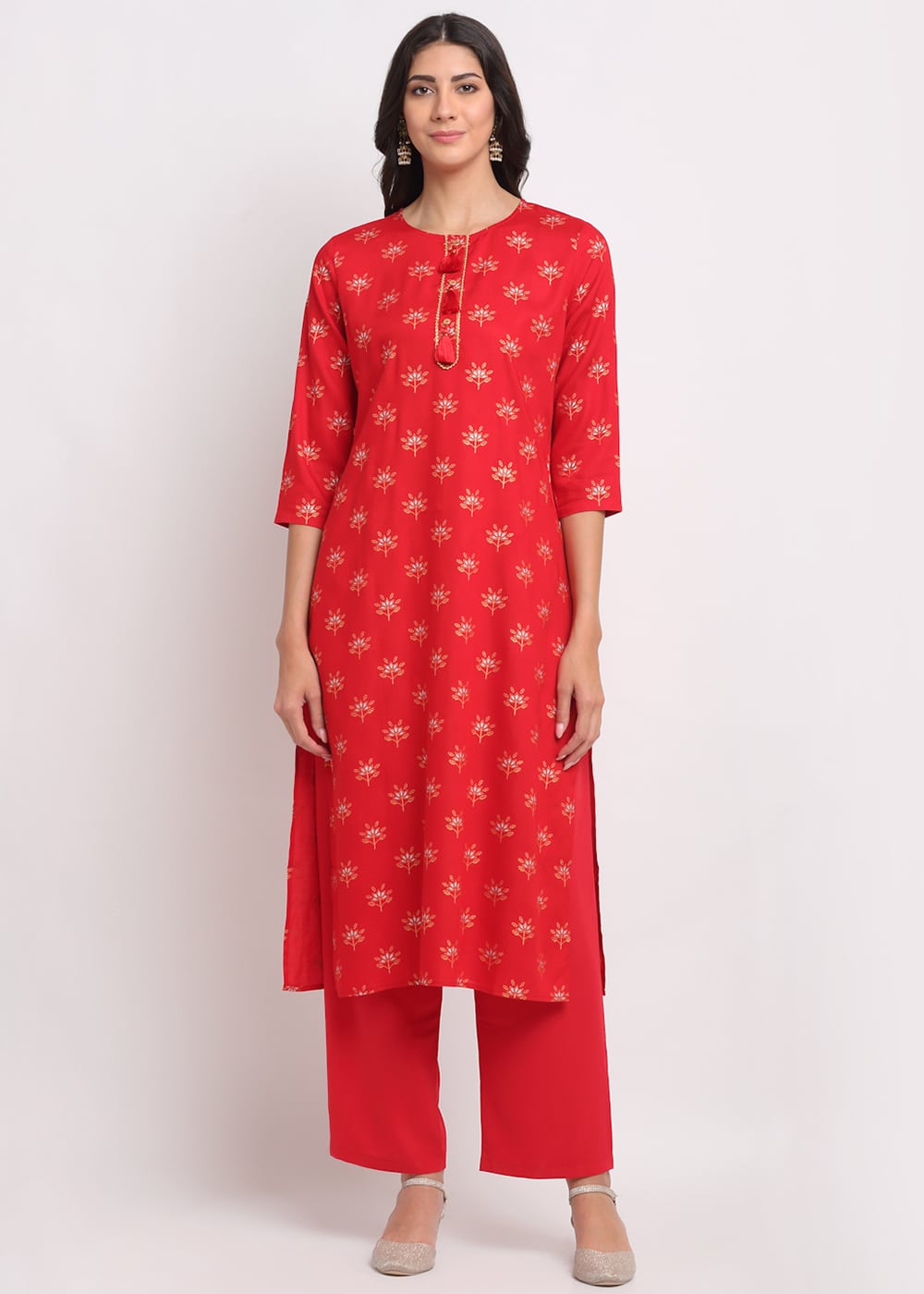 Geo-Floral Tassel Kurti