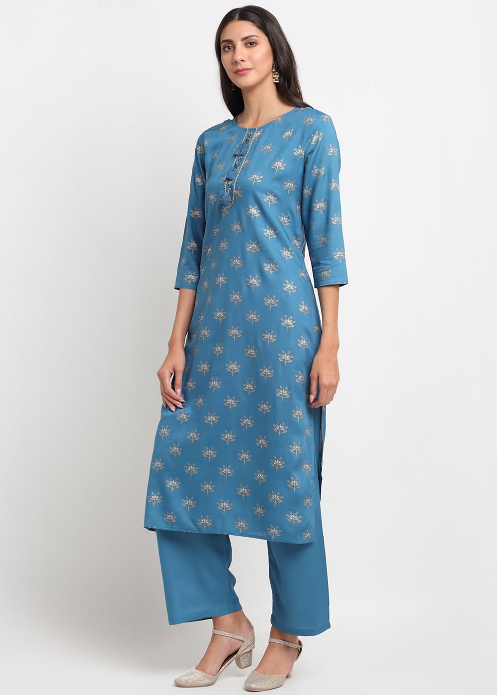 Geo-Floral Tassel Kurti