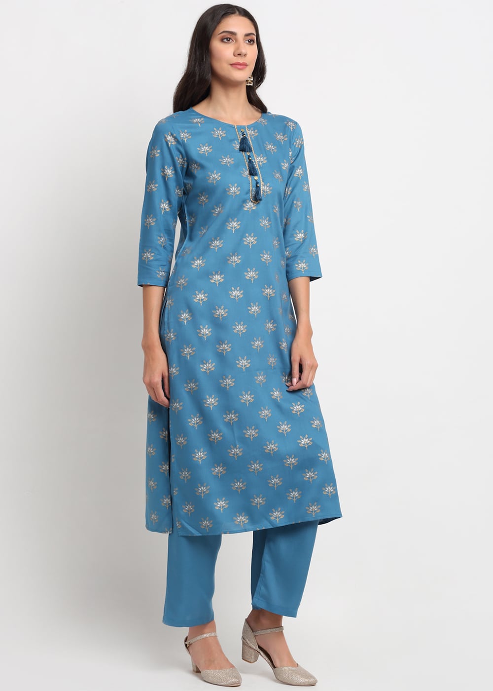 Geo-Floral Tassel Kurti