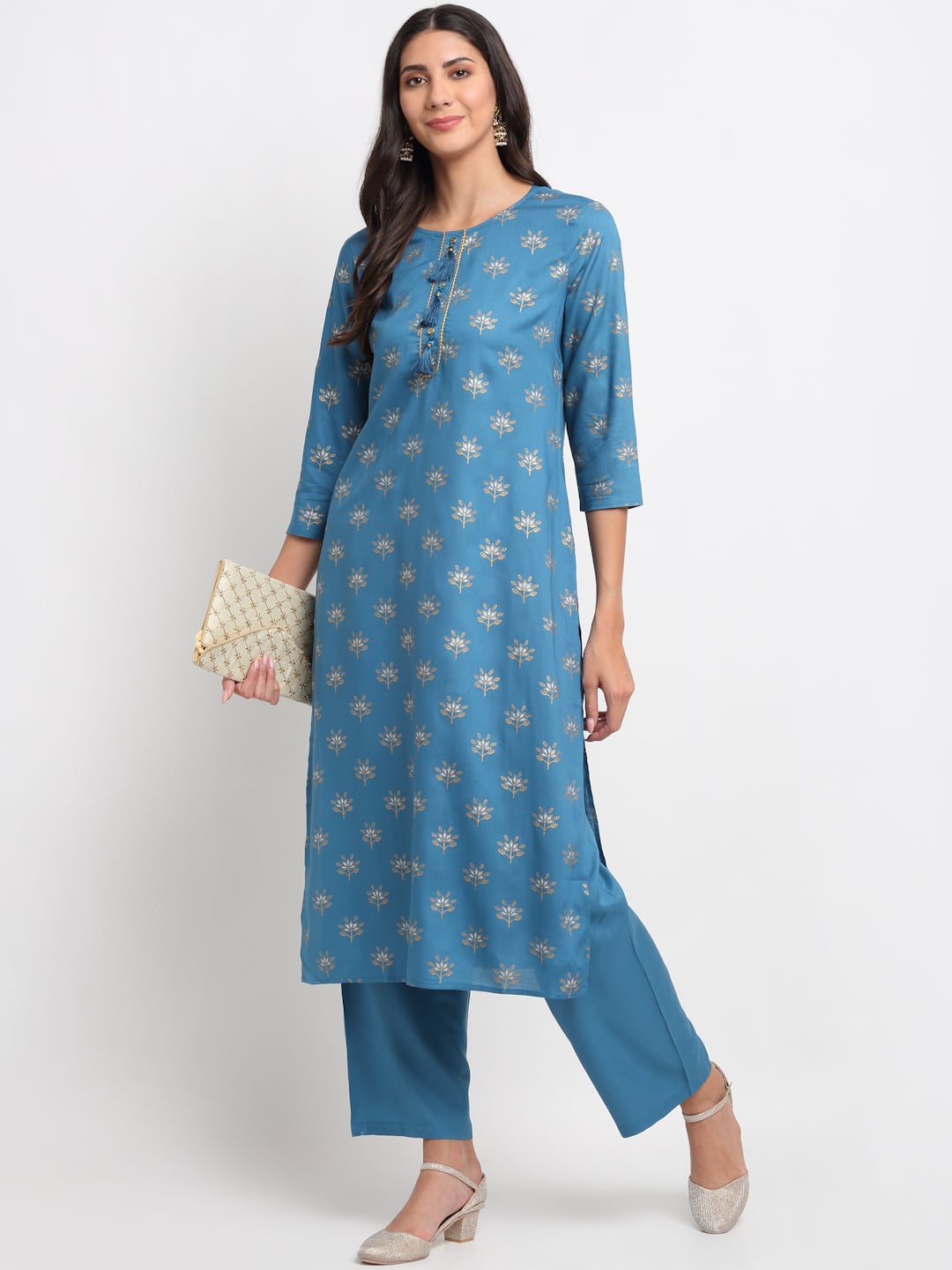 Geo-Floral Tassel Kurti