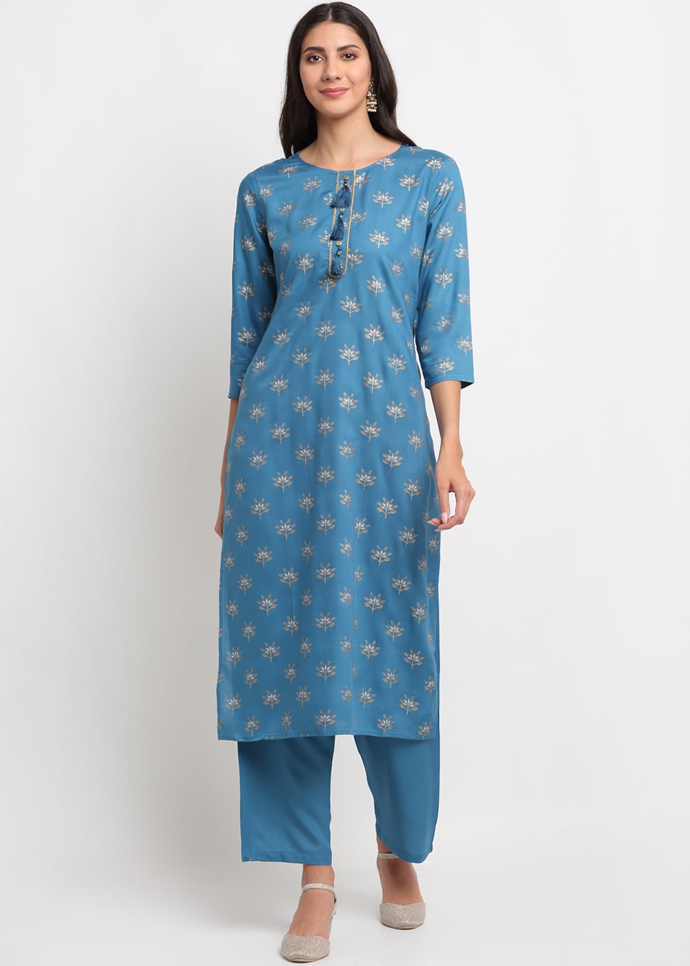 Geo-Floral Tassel Kurti
