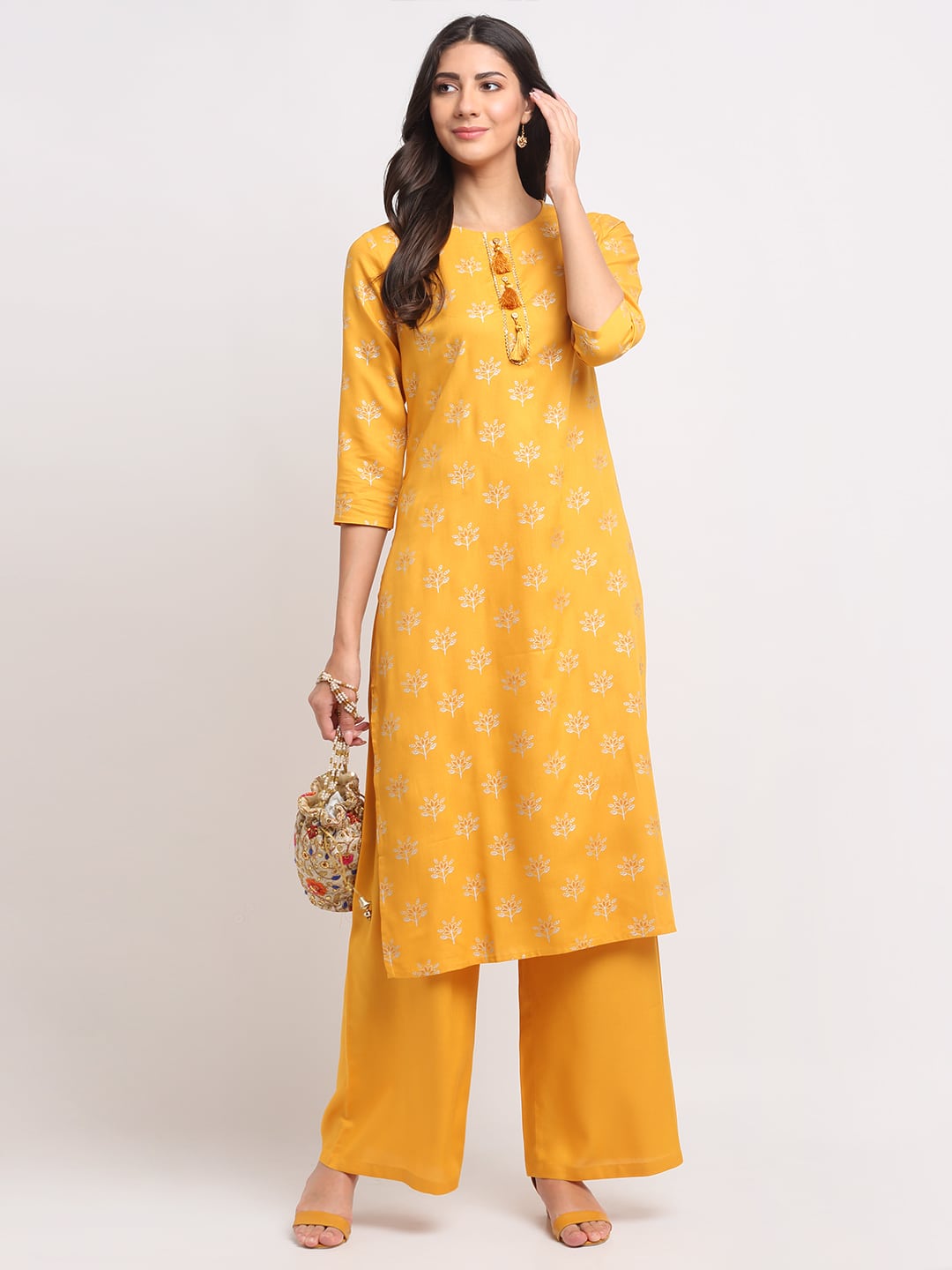 Geo-Floral Tassel Kurti