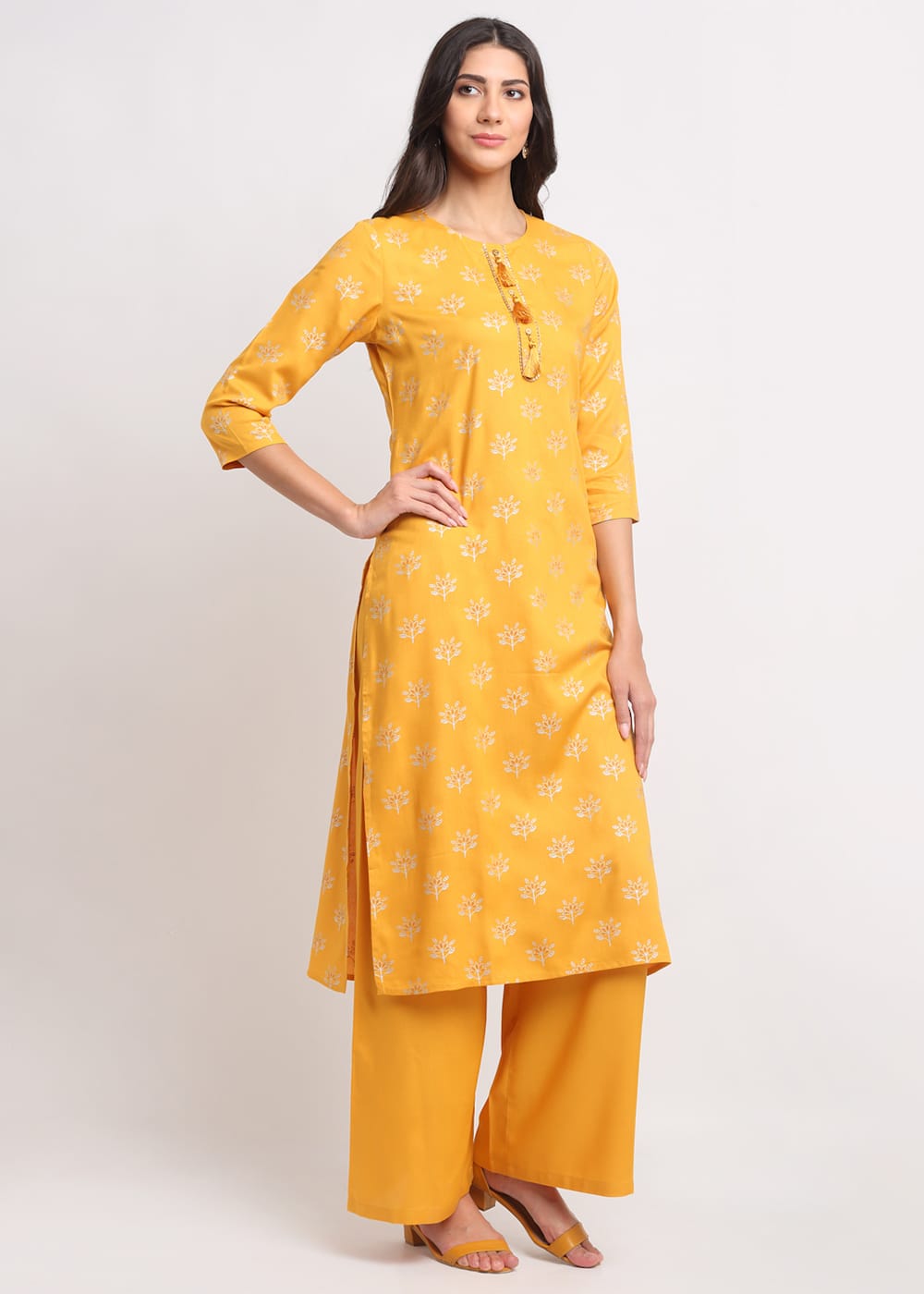 Geo-Floral Tassel Kurti