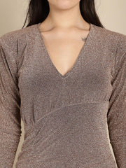 Golden Shimmer Assymetric Seam Dress