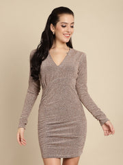 Golden Shimmer Assymetric Seam Dress