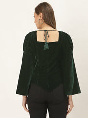 Green Belle Sleeve Velvet Top