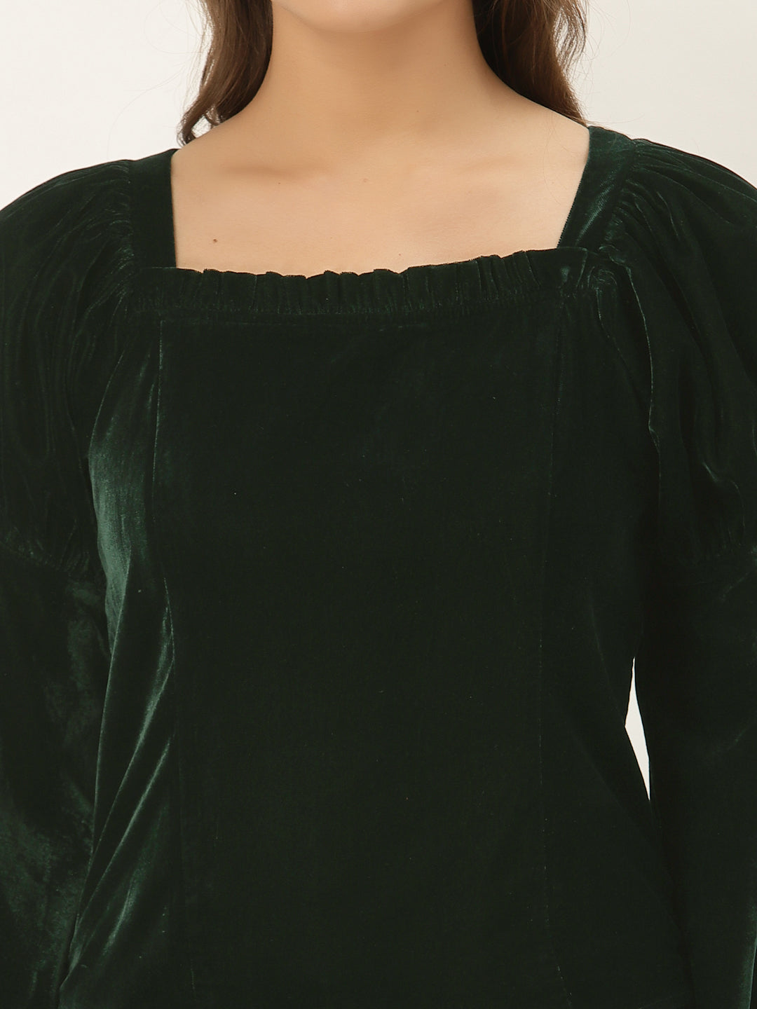 Green Belle Sleeve Velvet Top