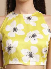 Green Floral Top With Short Skirt