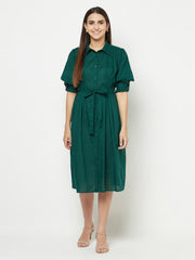 Inverted Pleated Green Dress