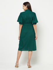 Inverted Pleated Green Dress