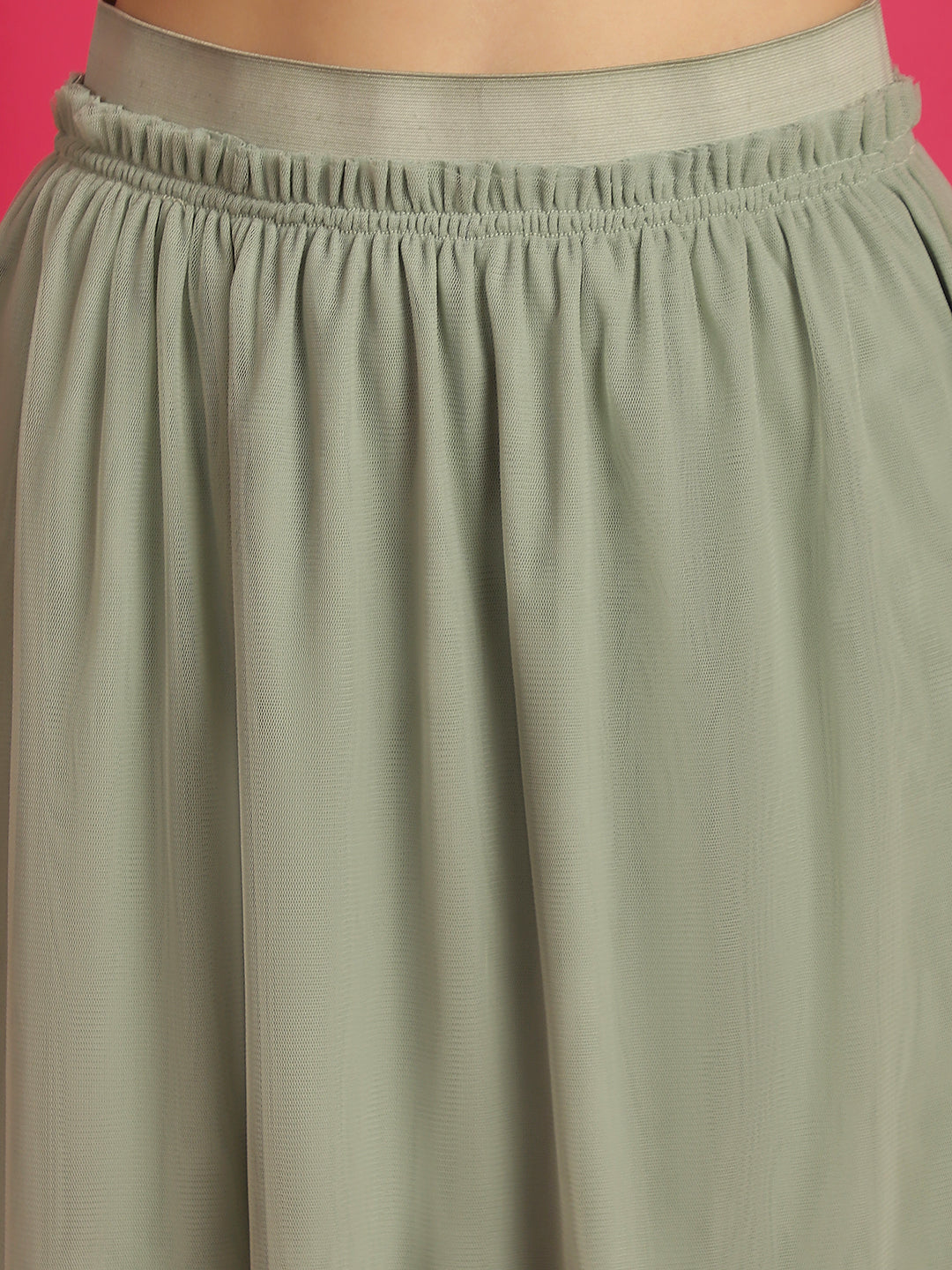 Green Lacy Top with Mesh Skirt Co-ord Set