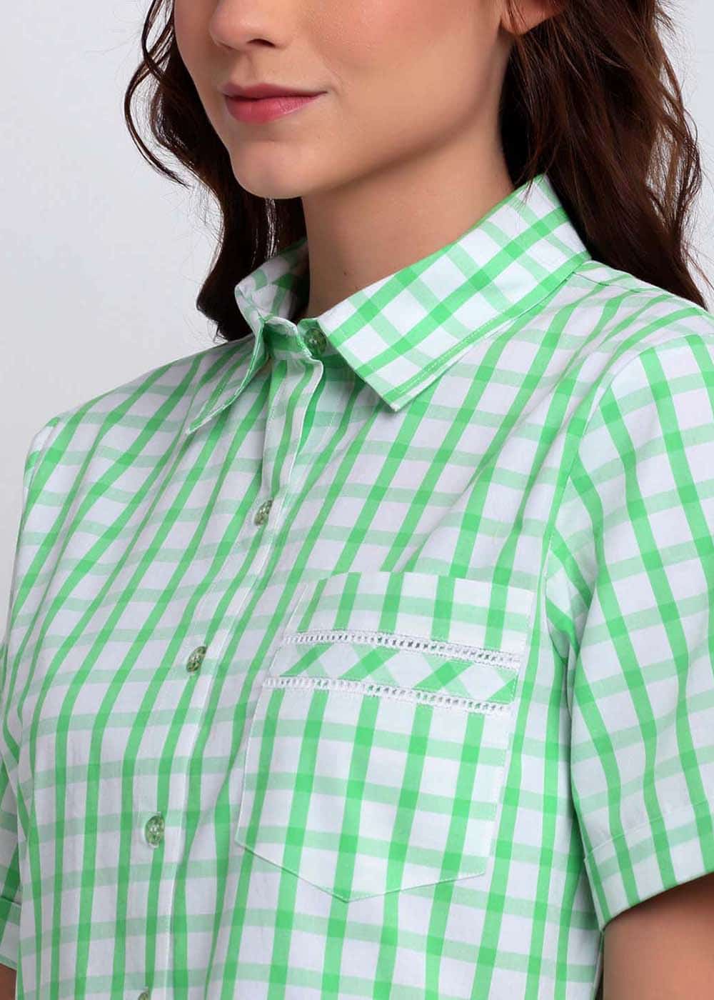 Green and White Checks Night Dress