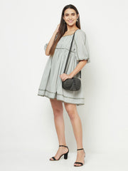 Grey Contrast U-Lace Dress