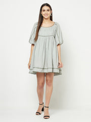 Grey Contrast U-Lace Dress