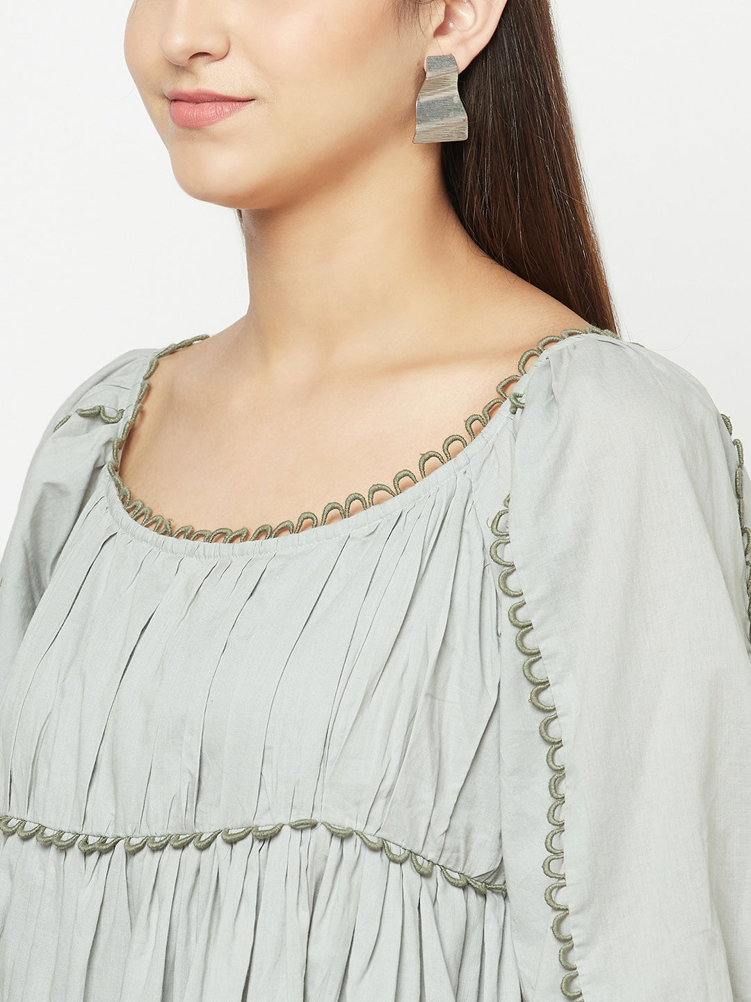 Grey Contrast U-Lace Dress