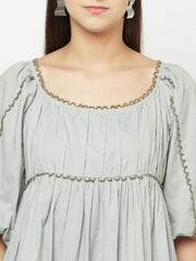 Grey Contrast U-Lace Dress
