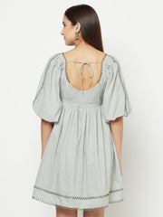 Grey Contrast U-Lace Dress
