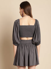 Grey Mini Skirt With Top Co-Ord Set