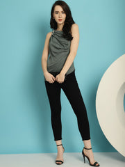 Grey Top With Rushing At Shoulder
