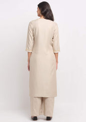 Grid Embroidered Yoke Kurti