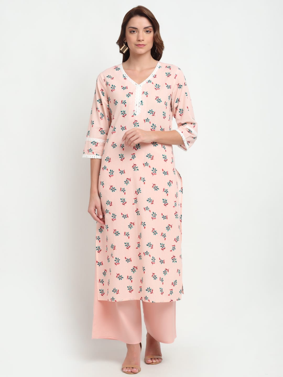 Laced Detail Printed Kurti