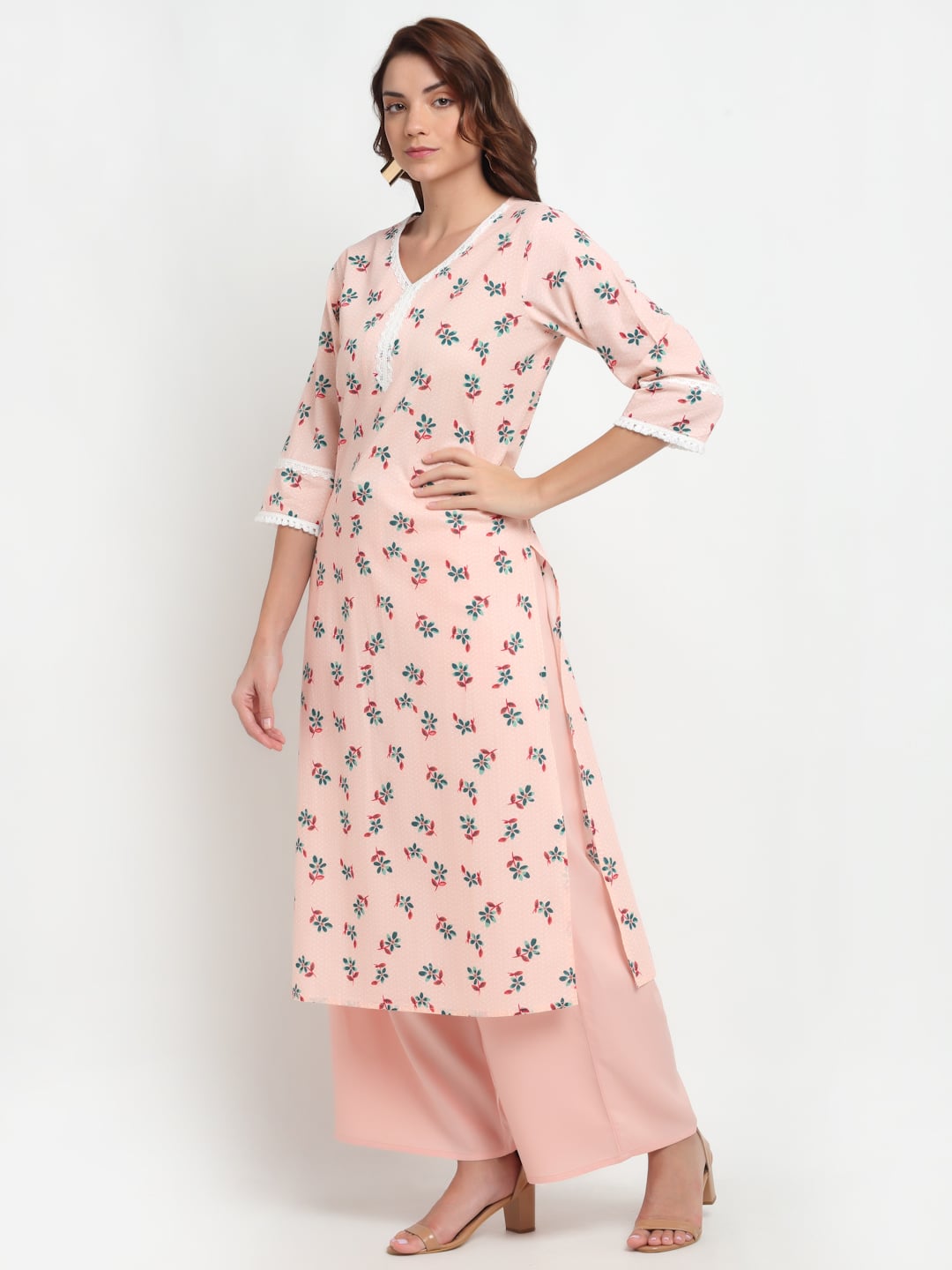 Laced Detail Printed Kurti
