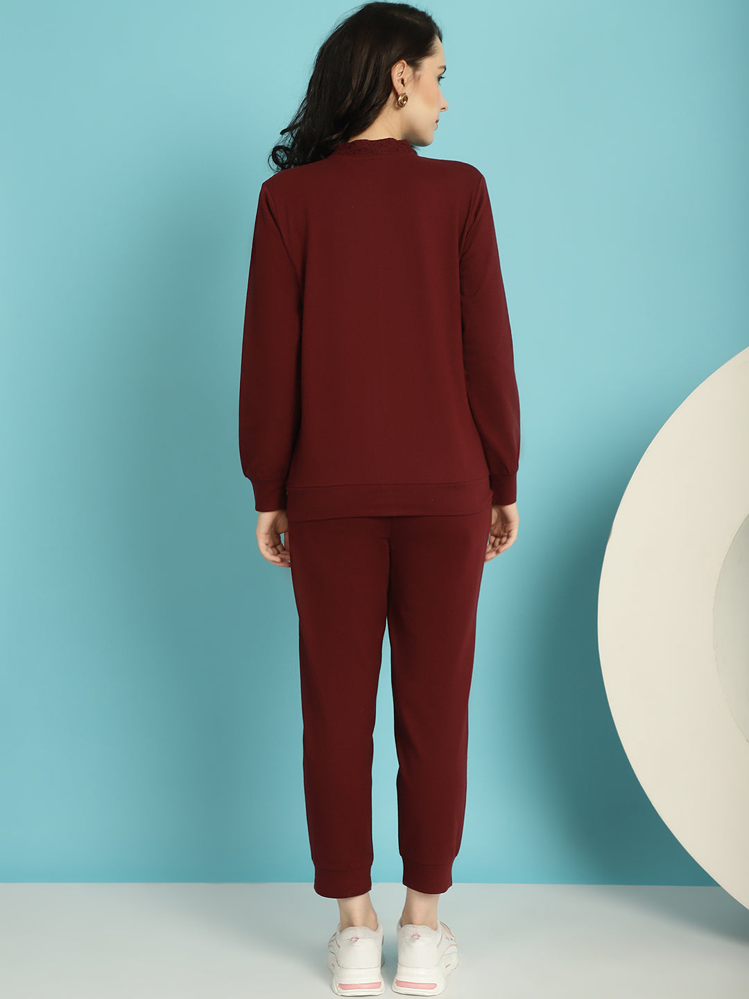 Laced Front Open Sweatshirt Jogger Set