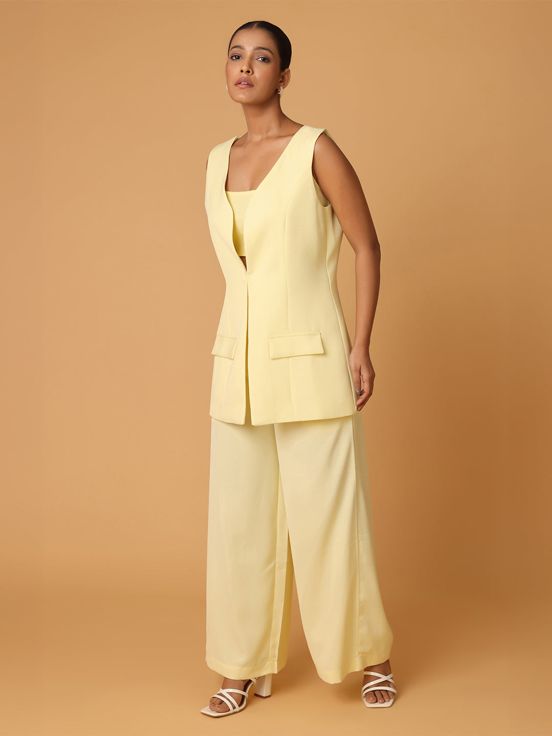 Lemon Yellow 3Pc Set With Rib Cami