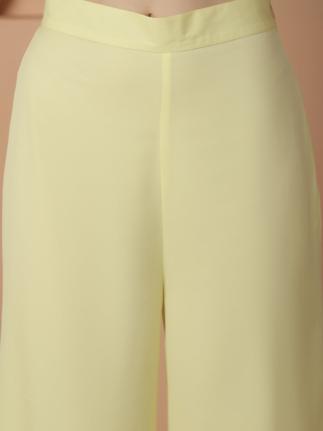 Lemon Yellow Double Breasted Organza Sleeves Top & Trouser Co-ord Set